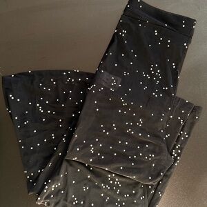 Sheer Bell Bottom Pants With Rhinestones